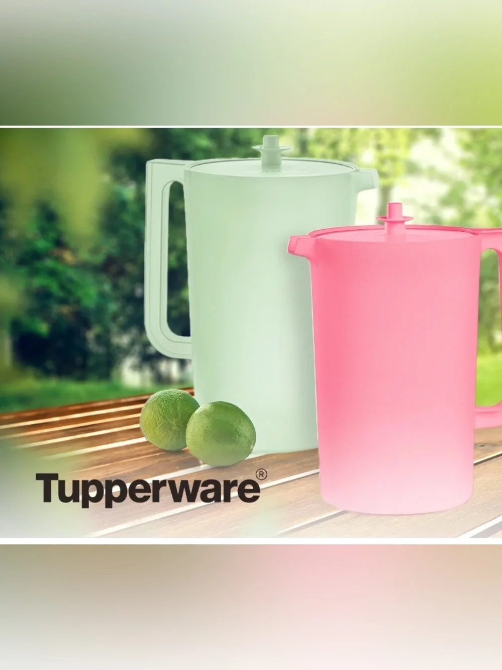 Tupperware Mint Green Plastic Pitcher with Lid and Handle